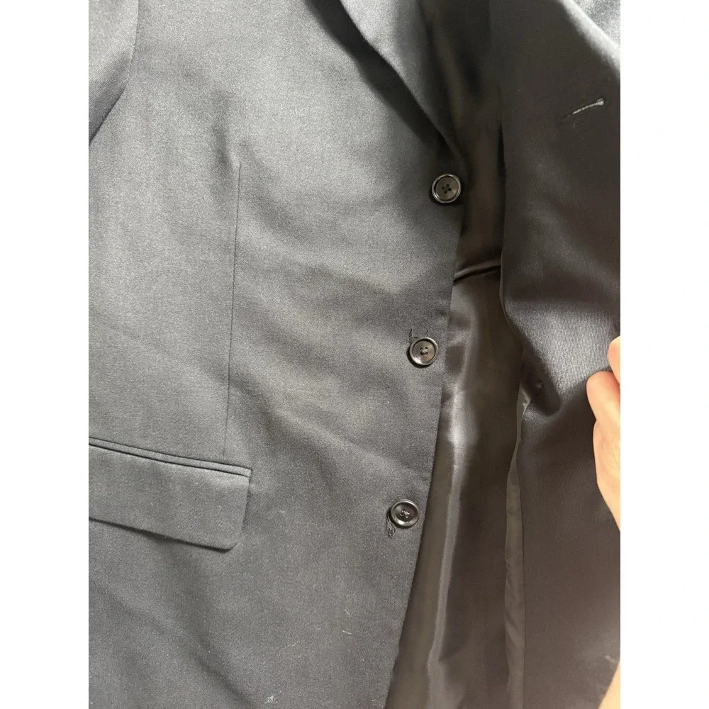Black Blazer Jacket 3 Button Tailored Work Office Suit Jacket Corpcore
